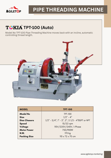 Picture of Pipe Threading Machine – TPT-100 (Auto)